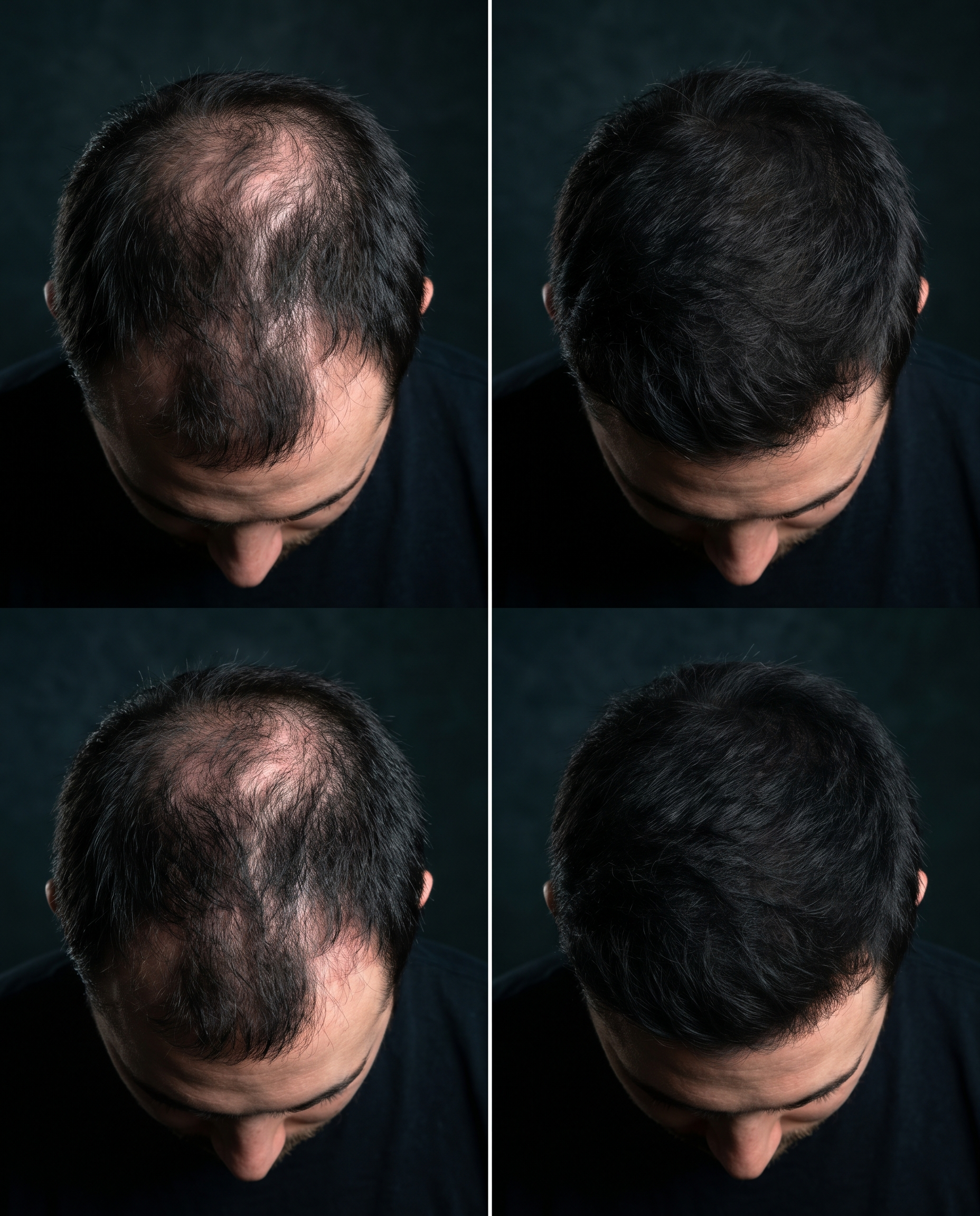 Fibre HairLift aplicare pe zone rare păr — before after